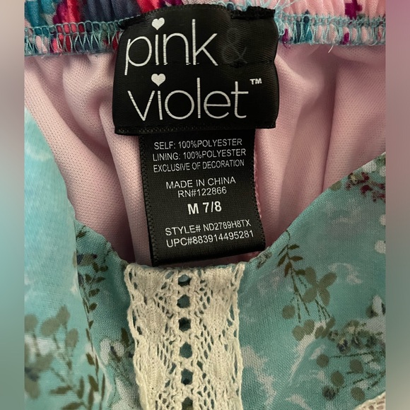 Pink & Violet Girl’s Dress M (7/8) - Like new - Picture 3 of 3